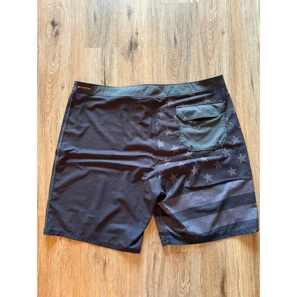 Hurley Phantom Gray American Flag Seim Trunks Size 42